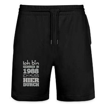 1988 - Stanley/Stella Unisex Bio Joggingshorts Trainer  - Schwarz - Vorne - Nik (191cm) & Marisol (170cm)