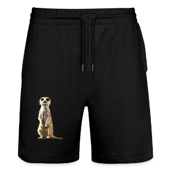 Meerkat Erdmännchen - Stanley/Stella Unisex Bio Joggingshorts Trainer  - Schwarz - Vorne - Nik (191cm) & Marisol (170cm)