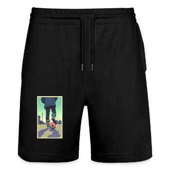 Football player #10 - Stanley/Stella Unisex Bio Joggingshorts Trainer  - Schwarz - Vorne - Nik (191cm) & Marisol (170cm)
