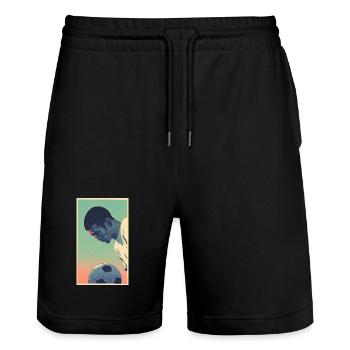 Football player #13 - Stanley/Stella Unisex Bio Joggingshorts Trainer  - Schwarz - Vorne - Nik (191cm) & Marisol (170cm)
