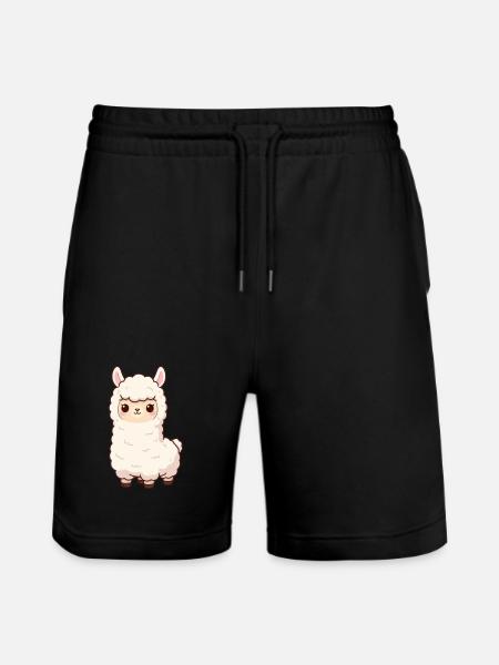 Alpaca Kawaii Gift Birthday - Stanley/Stella Trainer Unisex Organic Jogging Shorts - black