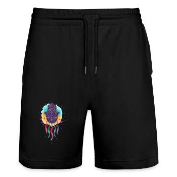 Spiritualité Géométrie Sacrée Fleur de Lotus Zen - Short de jogging bio TRAINER Stanley/Stella unisexe - noir - Devant - Nik (191cm) & Marisol (170cm)