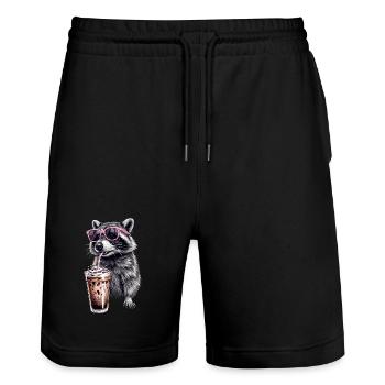 Waschbär Eiskaffee - Stanley/Stella Unisex Bio Joggingshorts Trainer  - Schwarz - Vorne - Nik (191cm) & Marisol (170cm)