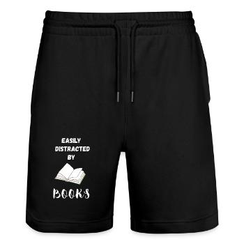 Leicht von Büchern abgelenkt - Stanley/Stella Unisex Bio Joggingshorts Trainer  - Schwarz - Vorne - Nik (191cm) & Marisol (170cm)