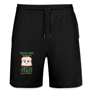 Bread Baker Bakery Bread Roll Baking - Stanley/Stella Trainer Unisex Organic Jogging Shorts - black - Front - Nik (191cm) & Marisol (170cm)