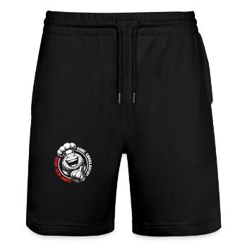Lachende Knoblauchknolle - nie ohne Knoblauch - Stanley/Stella Unisex Bio Joggingshorts Trainer  - Schwarz - Vorne - Nik (191cm) & Marisol (170cm)