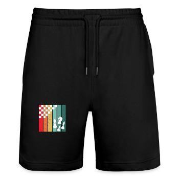 Retro Chess – A Chess Player's Colorful Passion - Stanley/Stella Trainer Unisex Organic Jogging Shorts - black - Front - Nik (191cm) & Marisol (170cm)