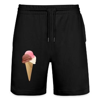 Eistüte - Stanley/Stella Unisex Bio Joggingshorts Trainer  - Schwarz - Vorne - Nik (191cm) & Marisol (170cm)