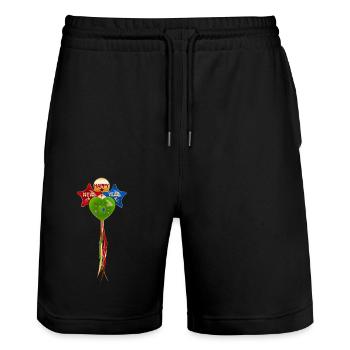 Frohes Neues Jahr Ballons - Stanley/Stella Unisex Bio Joggingshorts Trainer  - Schwarz - Vorne - Nik (191cm) & Marisol (170cm)