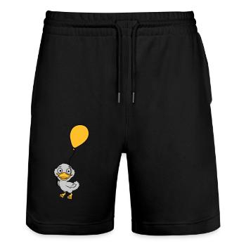 Balloon little cute duckling - Stanley/Stella Trainer Unisex Organic Jogging Shorts - black - Front - Nik (191cm) & Marisol (170cm)