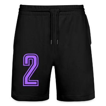 2 - Stanley/Stella Trainer Unisex Organic Jogging Shorts - black - Front - Nik (191cm) & Marisol (170cm)