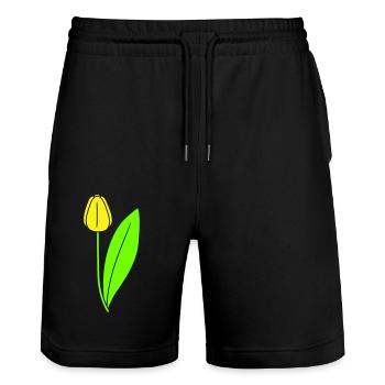 Gelbe Tulpe Schöne Blumen Hübsch Frühling Sommer - Stanley/Stella Unisex Bio Joggingshorts Trainer  - Schwarz - Vorne - Nik (191cm) & Marisol (170cm)