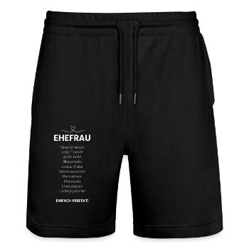 Wife Spouse Spouse Favorite Woman Marriage - Stanley/Stella Trainer Unisex Organic Jogging Shorts - black - Front - Nik (191cm) & Marisol (170cm)