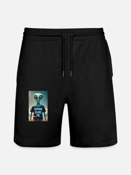 Alien - Humans scare me - Stanley/Stella Trainer Unisex Organic Jogging Shorts - black