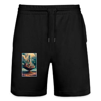 Ville de rêve - Short de jogging bio TRAINER Stanley/Stella unisexe - noir - Devant - Nik (191cm) & Marisol (170cm)
