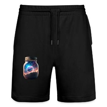 Universe in a glass - Stanley/Stella Trainer Unisex Organic Jogging Shorts - black - Front - Nik (191cm) & Marisol (170cm)