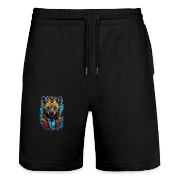 Hyena - Stanley/Stella Trainer Unisex Organic Jogging Shorts - black - Front - Nik (191cm) & Marisol (170cm)