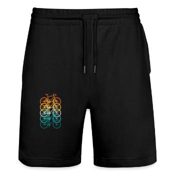 Bicycle Road Bike Vintage Retro - Stanley/Stella Trainer Unisex Organic Jogging Shorts - black - Front - Nik (191cm) & Marisol (170cm)