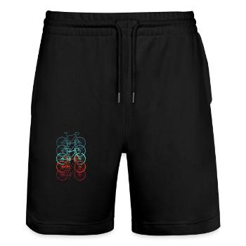 Bicycle Road Bike Vintage Retro Grunge - Stanley/Stella Trainer Unisex Organic Jogging Shorts - black - Front - Nik (191cm) & Marisol (170cm)