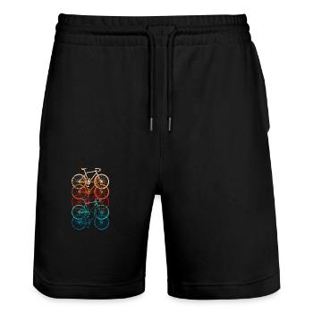 Bicycle Road Bike Vintage Retro Grunge - Stanley/Stella Trainer Unisex Organic Jogging Shorts - black - Front - Nik (191cm) & Marisol (170cm)