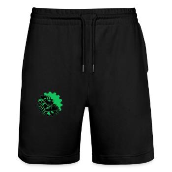 Traktor Traktorfahrer Landwirt Traktorfelge - Stanley/Stella Unisex Bio Joggingshorts Trainer  - Schwarz - Vorne - Nik (191cm) & Marisol (170cm)