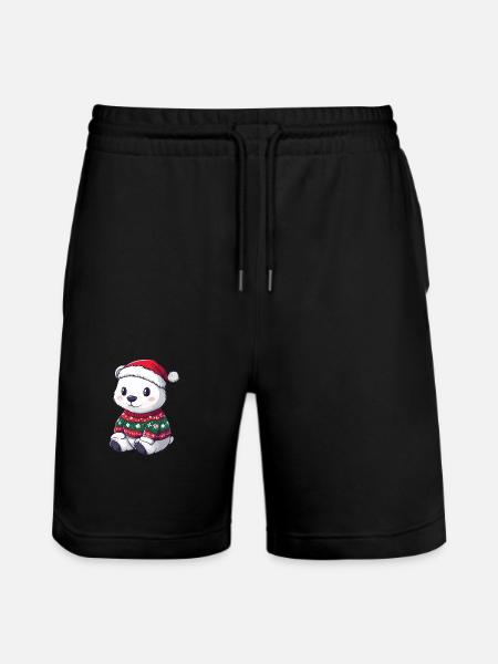 Polar Bear Christmas Comic - Stanley/Stella Trainer Unisex Organic Jogging Shorts - black