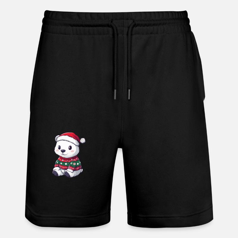 Polar Bear Christmas Comic - Stanley/Stella Trainer Unisex Organic Jogging Shorts - black