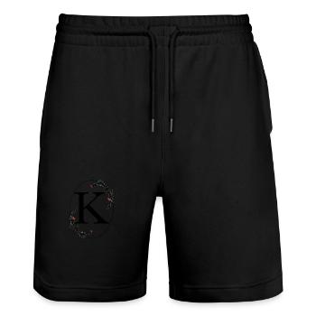 Buchstabe K - Stanley/Stella Unisex Bio Joggingshorts Trainer  - Schwarz - Vorne - Nik (191cm) & Marisol (170cm)