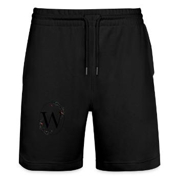 Buchstabe W - Stanley/Stella Unisex Bio Joggingshorts Trainer  - Schwarz - Vorne - Nik (191cm) & Marisol (170cm)