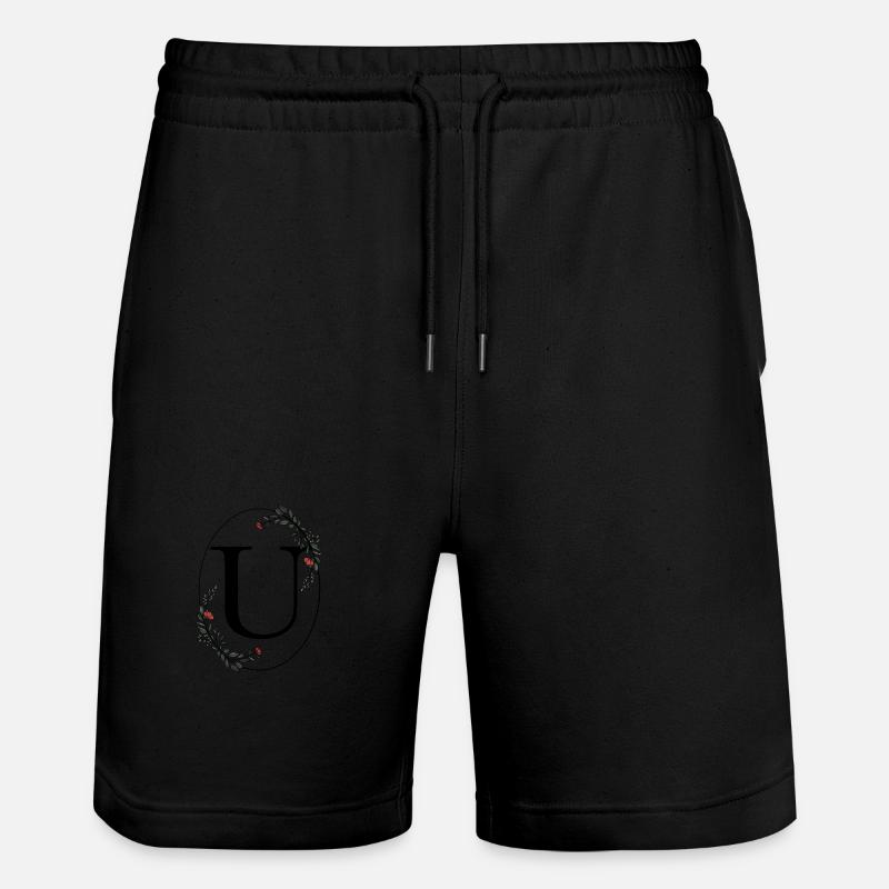 Letter U - Stanley/Stella Trainer Unisex Organic Jogging Shorts - black
