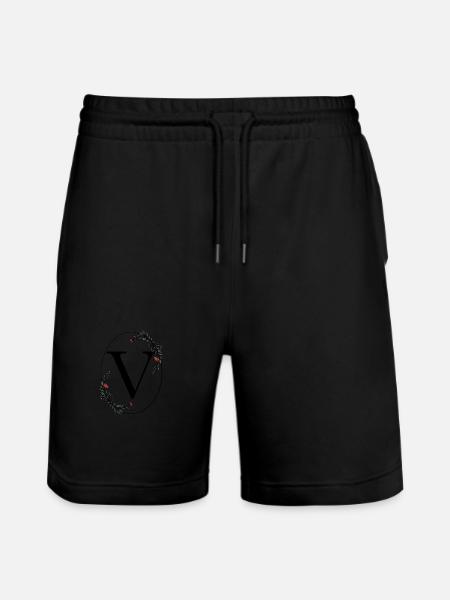 Letter V - Stanley/Stella Trainer Unisex Organic Jogging Shorts - black