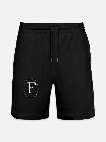 Letter F - Stanley/Stella Trainer Unisex Organic Jogging Shorts - black
