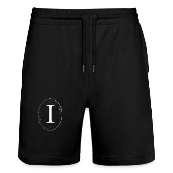 Lettre I - Short de jogging bio TRAINER Stanley/Stella unisexe - noir - Devant - Nik (191cm) & Marisol (170cm)