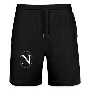 Lettre N - Short de jogging bio TRAINER Stanley/Stella unisexe - noir - Devant - Nik (191cm) & Marisol (170cm)