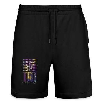 Bring color to your life - Stanley/Stella Trainer Unisex Organic Jogging Shorts - black - Front - Nik (191cm) & Marisol (170cm)