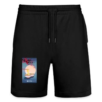 | d’art oriental japonais | de nouilles Ramen - Short de jogging bio TRAINER Stanley/Stella unisexe - noir - Devant - Nik (191cm) & Marisol (170cm)