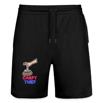 Süßigkeiten Naschkatzen Statement Bonbon Naschen - Stanley/Stella Unisex Bio Joggingshorts Trainer  - Schwarz - Vorne - Nik (191cm) & Marisol (170cm)