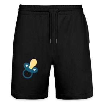 Concept de cadeau pour la naissance de bébé en 2026 - Short de jogging bio TRAINER Stanley/Stella unisexe - noir - Devant - Nik (191cm) & Marisol (170cm)
