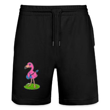 Flamingo Musicien Guitare Musique - Short de jogging bio TRAINER Stanley/Stella unisexe - noir - Devant - Nik (191cm) & Marisol (170cm)