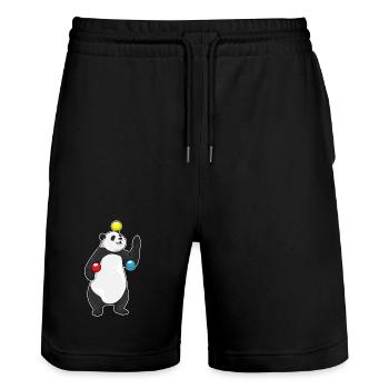 Panda Jongleur Jonglieren - Stanley/Stella Unisex Bio Joggingshorts Trainer  - Schwarz - Vorne - Nik (191cm) & Marisol (170cm)
