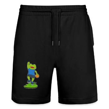 Frosch Basketballspieler Basketball - Stanley/Stella Unisex Bio Joggingshorts Trainer  - Schwarz - Vorne - Nik (191cm) & Marisol (170cm)