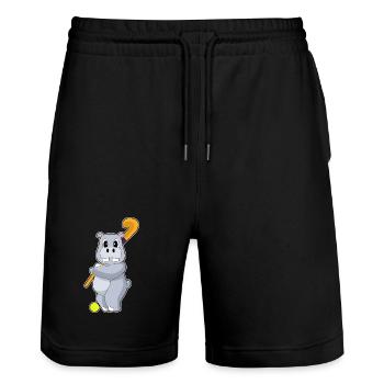 Hippopotamus Hockey sur gazon Stick - Short de jogging bio TRAINER Stanley/Stella unisexe - noir - Devant - Nik (191cm) & Marisol (170cm)