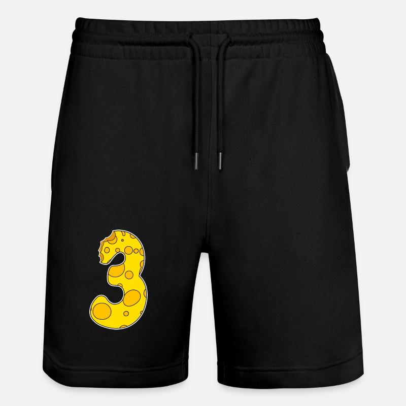 Number 3 - Three - Third - Stanley/Stella Trainer Unisex Organic Jogging Shorts - black