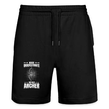 Never Underestimate An Old Archer - Stanley/Stella Unisex Bio Joggingshorts Trainer  - Schwarz - Vorne - Nik (191cm) & Marisol (170cm)