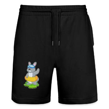 Bunny Swimming Swim Ring Summer - Stanley/Stella Trainer Unisex Organic Jogging Shorts - black - Front - Nik (191cm) & Marisol (170cm)