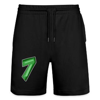 Zahl 7 Nummer - Stanley/Stella Unisex Bio Joggingshorts Trainer  - Schwarz - Vorne - Nik (191cm) & Marisol (170cm)
