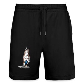 Funny windsurfer boy - Stanley/Stella Trainer Unisex Organic Jogging Shorts - black - Front - Nik (191cm) & Marisol (170cm)