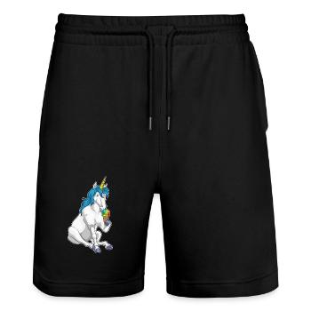Unicorn Waffle Ice Cream - Stanley/Stella Trainer Unisex Organic Jogging Shorts - black - Front - Nik (191cm) & Marisol (170cm)