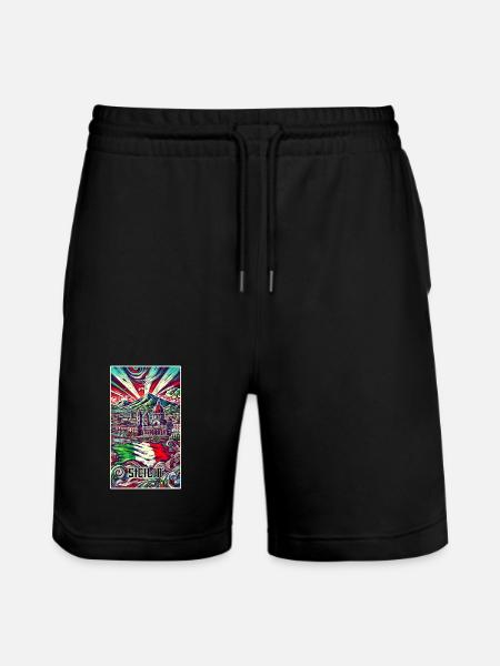 Sicily Italy art design - Stanley/Stella Trainer Unisex Organic Jogging Shorts - black