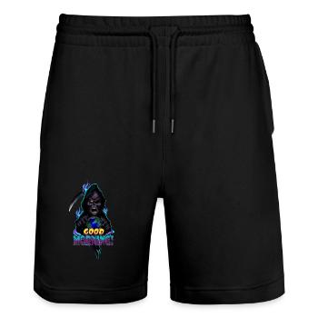 Neon Grim Reaper Good Morning - Stanley/Stella Trainer Unisex Organic Jogging Shorts - black - Front - Nik (191cm) & Marisol (170cm)